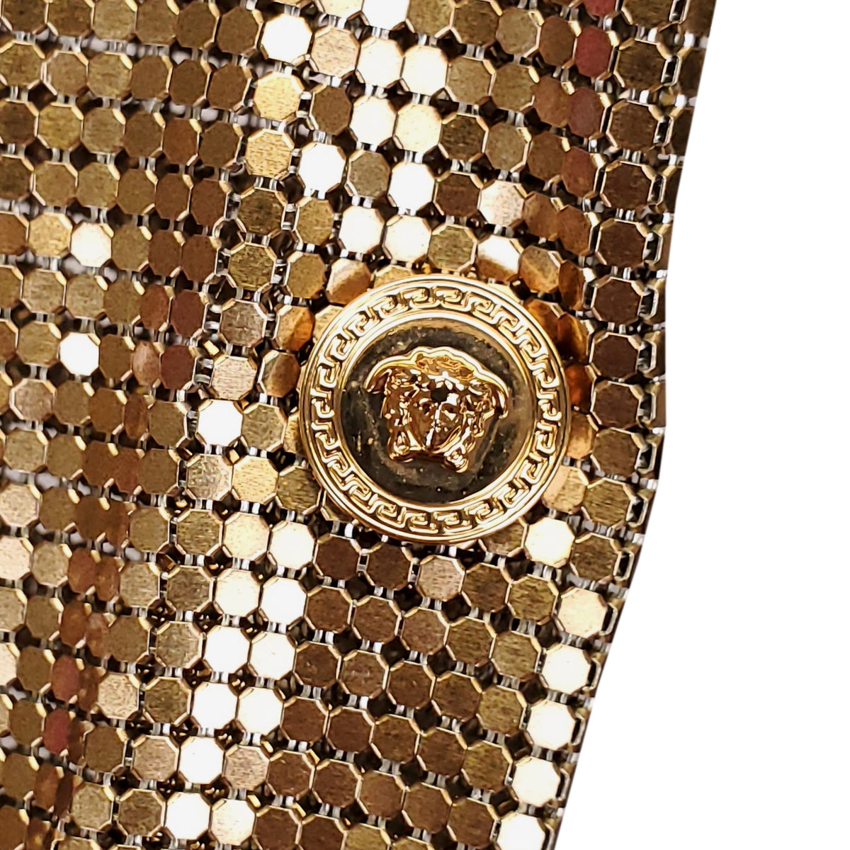 VERSACE SLEEVELESS DRAPED CHAINMAIL TOP - SIZE 36