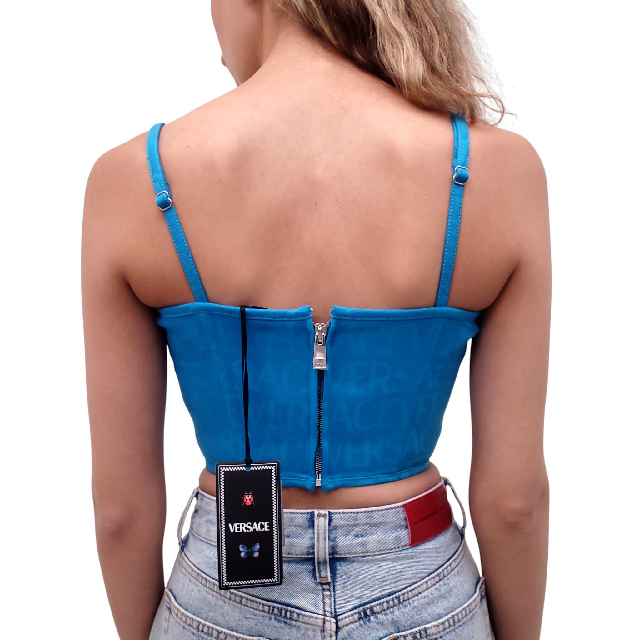 VERSACE x DUA LIPA BLUE CORSET TOP - SIZE 38