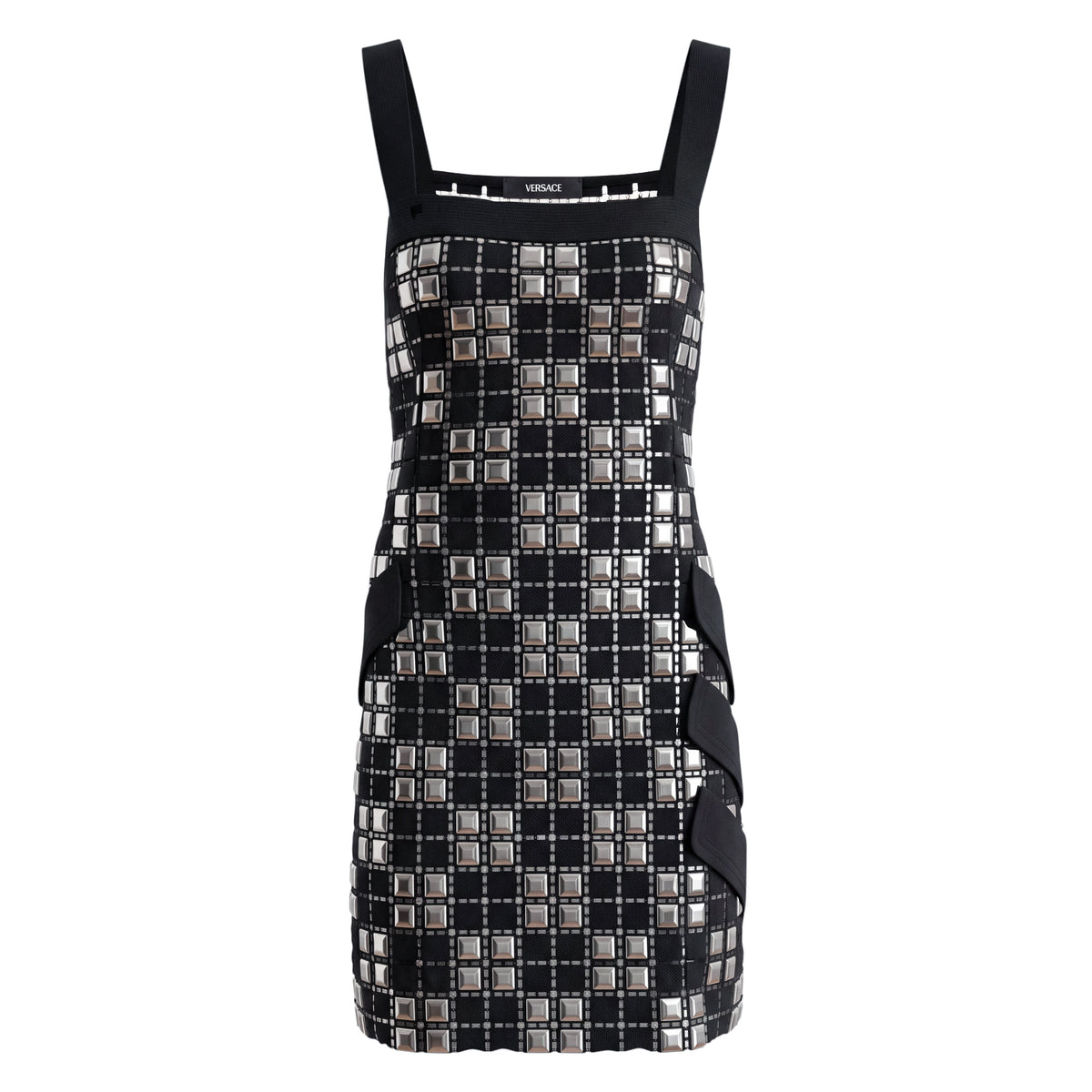VERSACE SILVER BLOCK CROCHET MIDI DRESS - SIZE 38