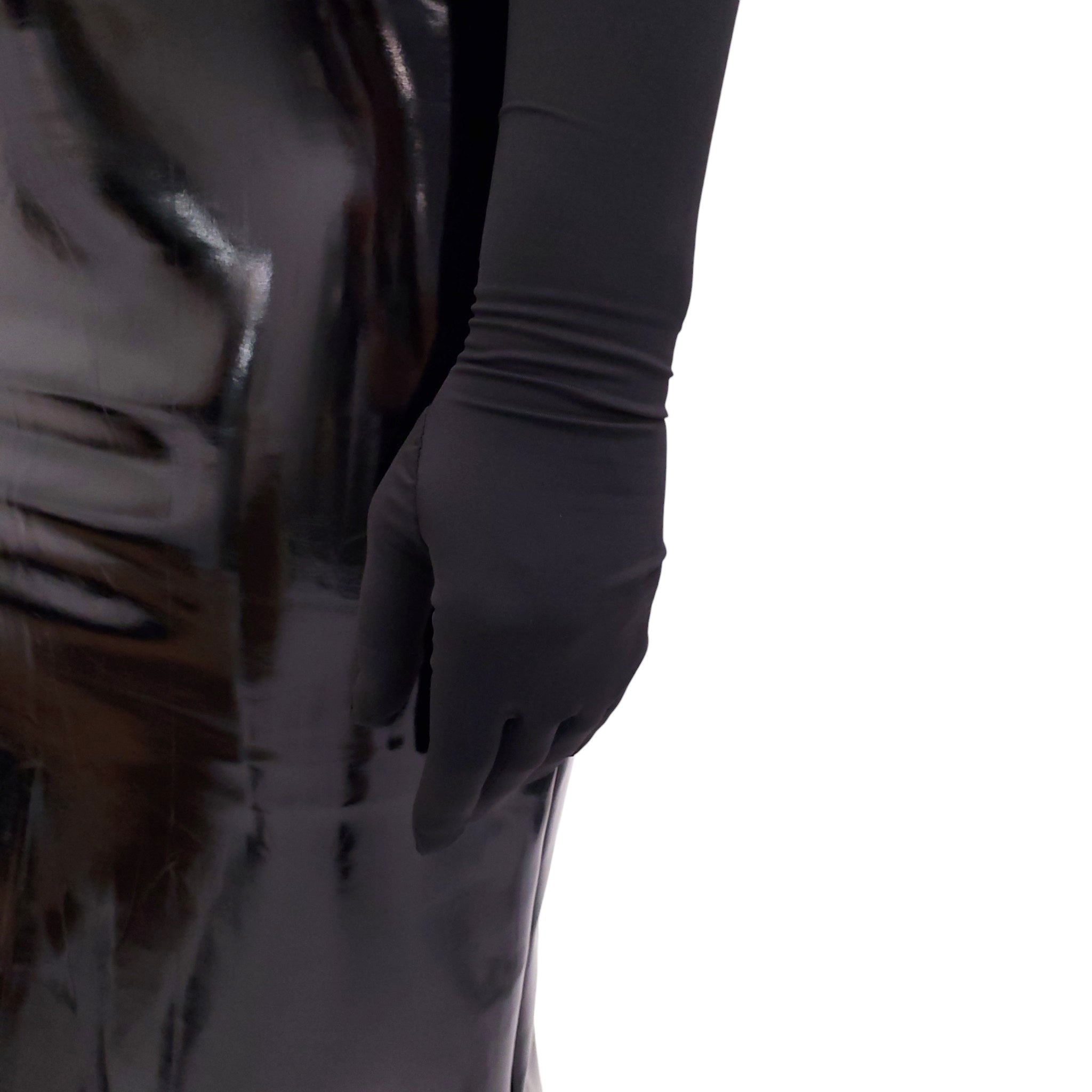 VETEMENTS BLACK STRETCH ONE SLEEVE TOP WITH GLOVE - SIZE XS