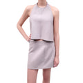 WARDROBE.NYC GREY MINI SKIRT SET WITH VEST - SIZE L