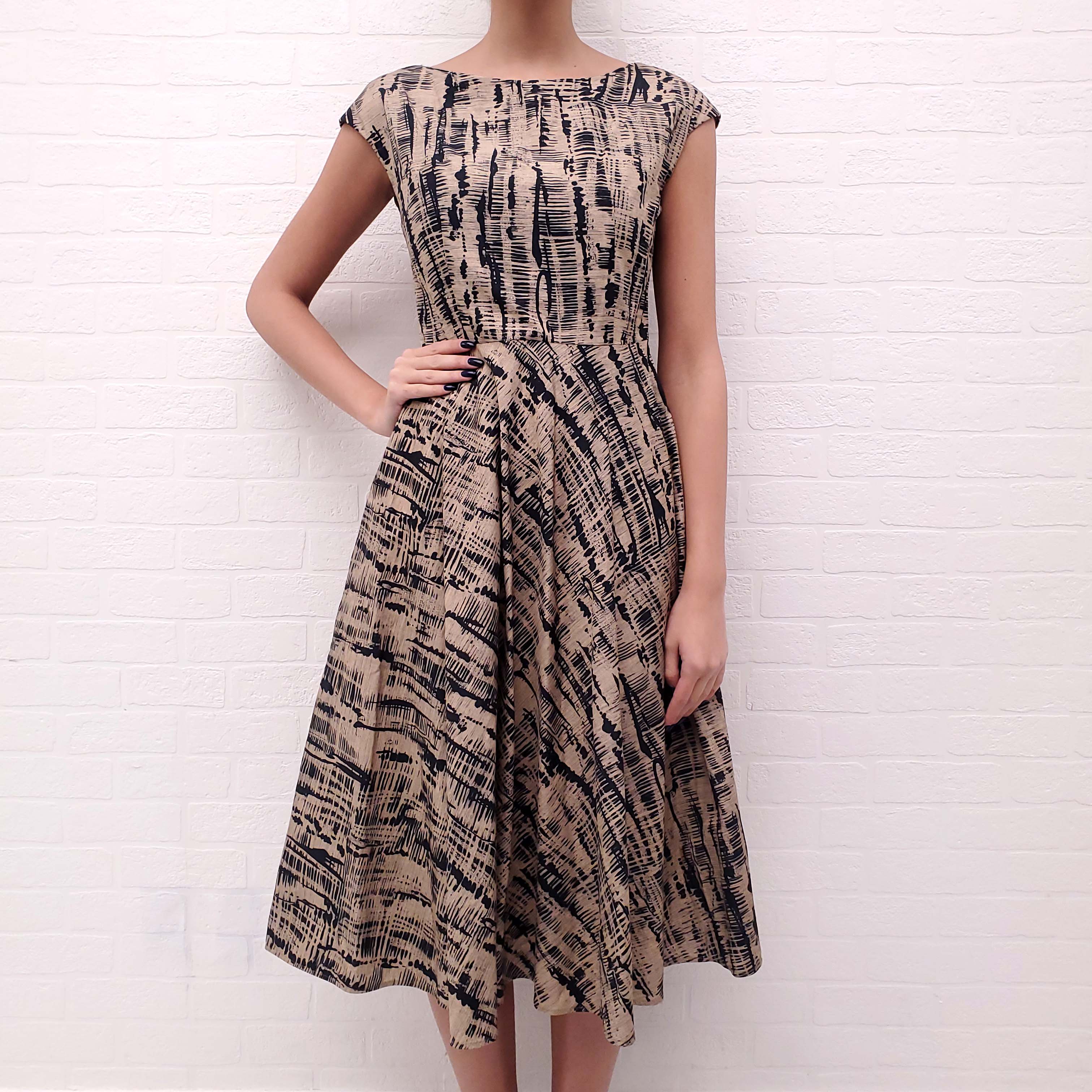 WEEKEND MAX MARA PATTERNED COTTON DRESS - SIZE 6