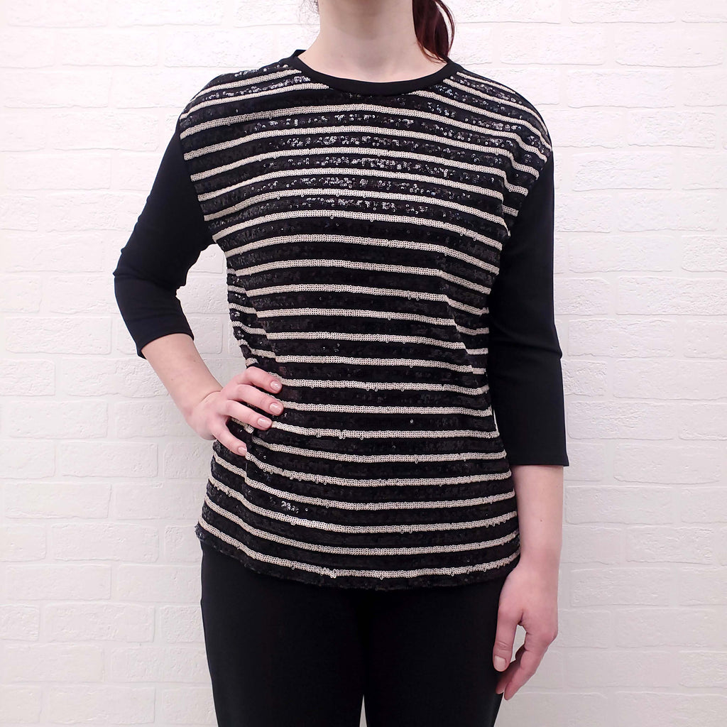 WEEKEND MAX MARA STRIPED SEQUIN BLOUSE - SIZE S