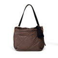 LANVIN TAUPE AND BLACK LEATHER SHOULDER BAG WITH RIBBON AND LOGO COIN