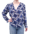 XIRENA BLUE FLORAL COTTON BLOUSE - SIZE S