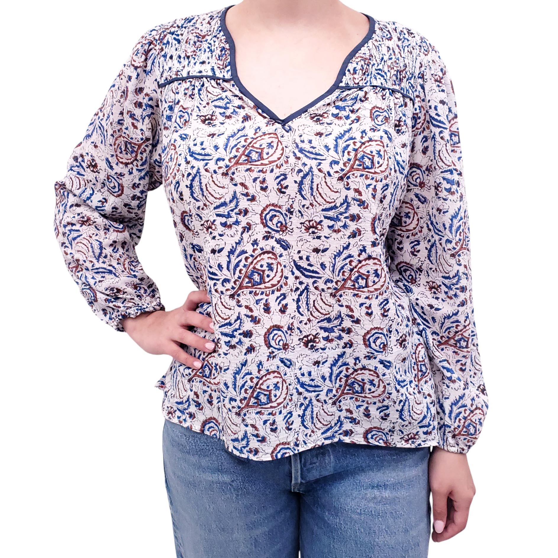 XIRENA FLORAL PAISLEY PRINT BLOUSE - SIZE S