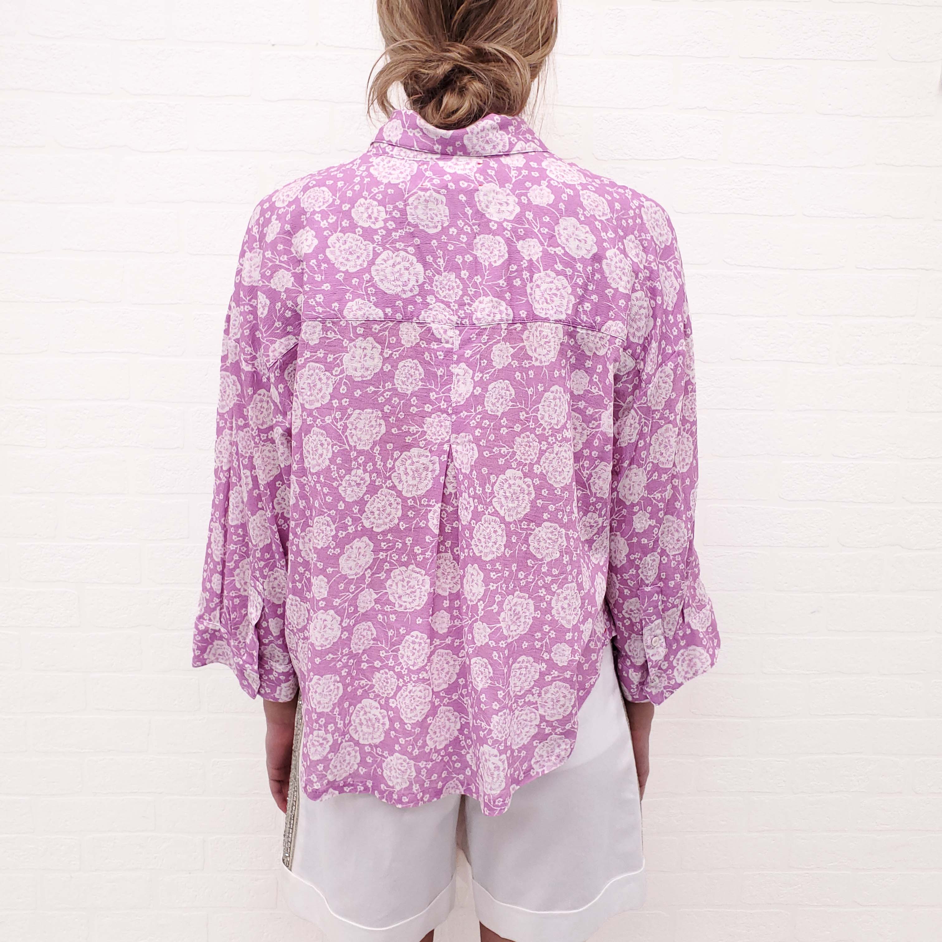 XIRENA PURPLE FLORAL BLOUSE - SIZES S, M, L