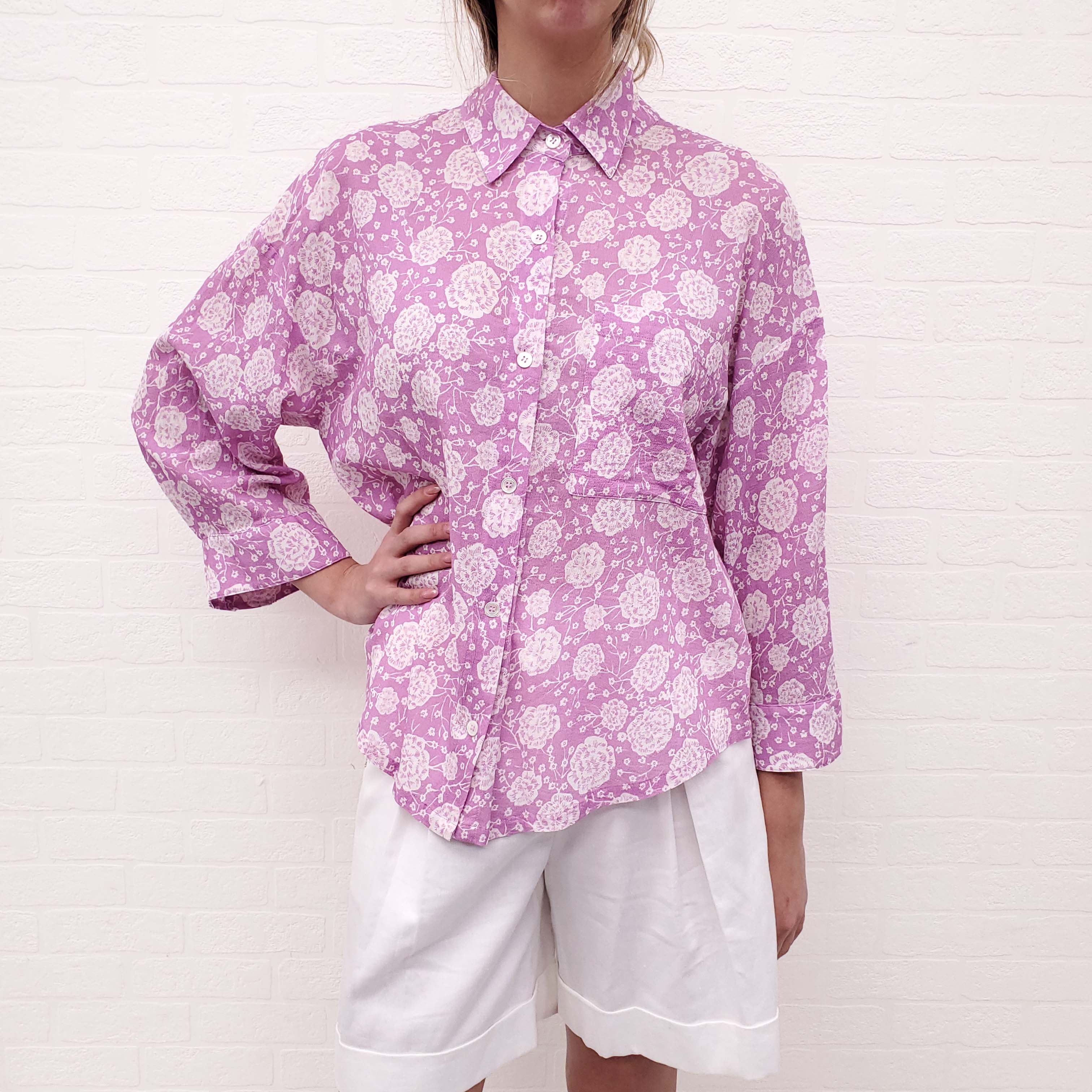 XIRENA PURPLE FLORAL BLOUSE - SIZES S, M, L