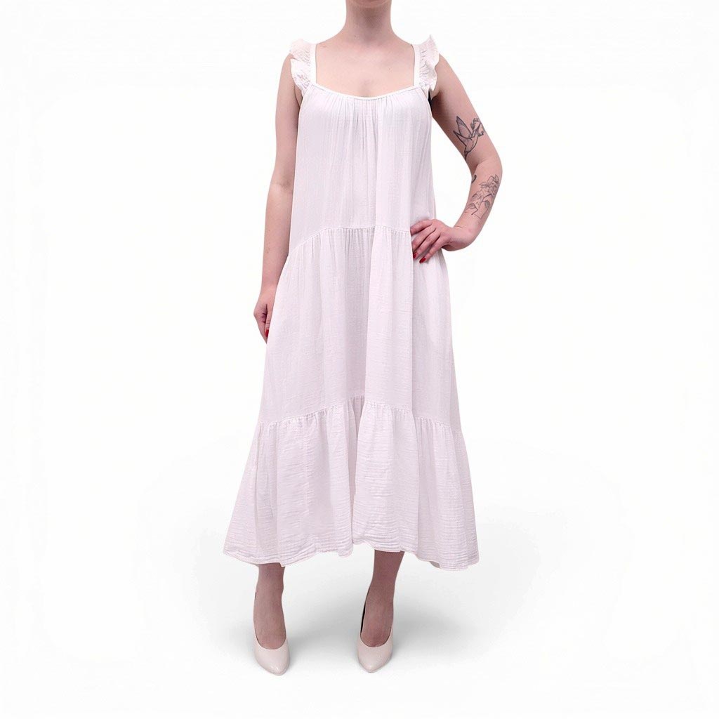 XIRENA WHITE GAUZE DRESS - SIZE S