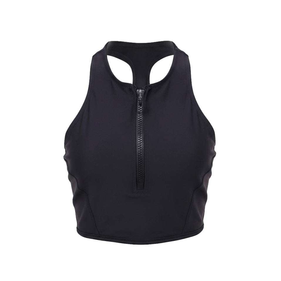 Y-3 ADIDAS BLACK LOGO BIKINI TOP WITH ZIPPER - SIZE M