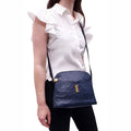 YVES SAINT LAURENT VINTAGE NAVY CASSANDRA ARABESQUE BAG