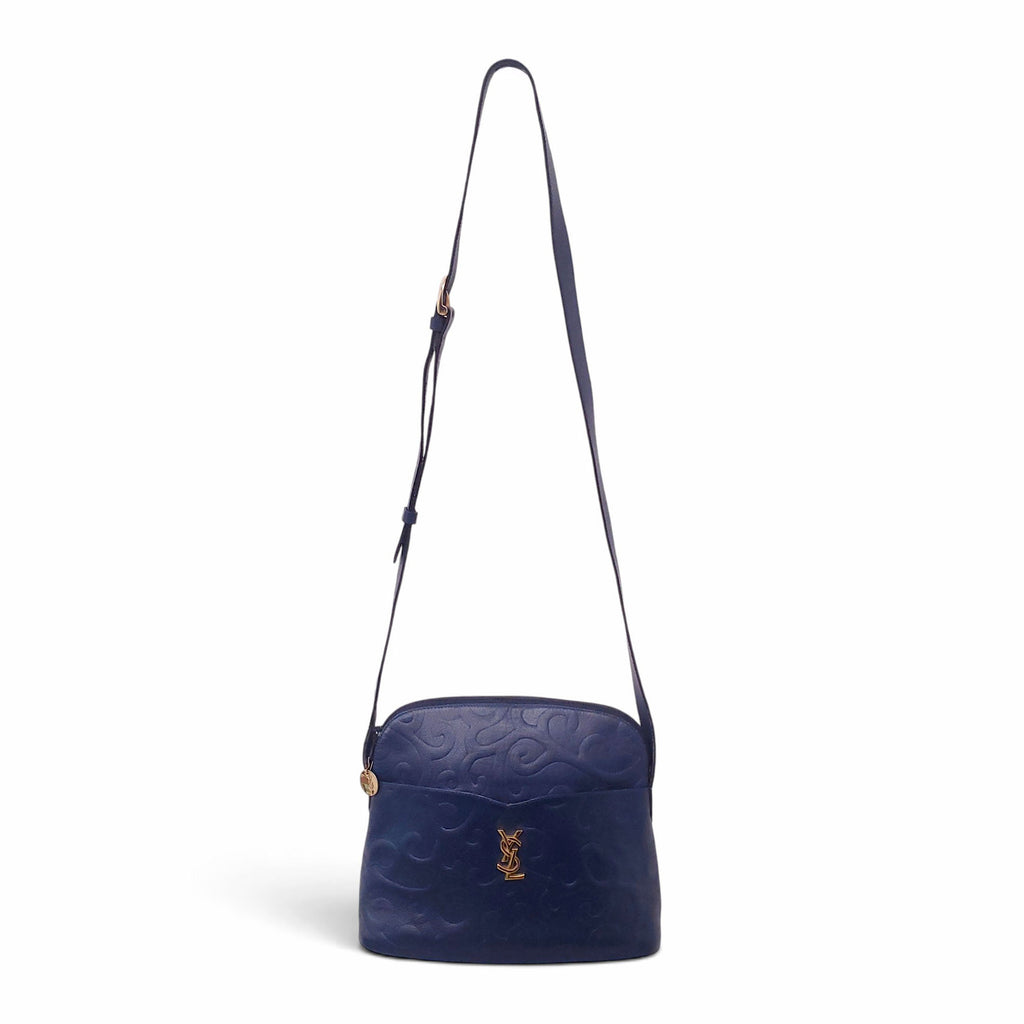 YVES SAINT LAURENT VINTAGE NAVY CASSANDRA ARABESQUE BAG