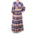 ZIMMERMANN BLUE AND ORANGE 'MOONSHINE TUCK' MIDI DRESS - SIZE 1 (US 6)