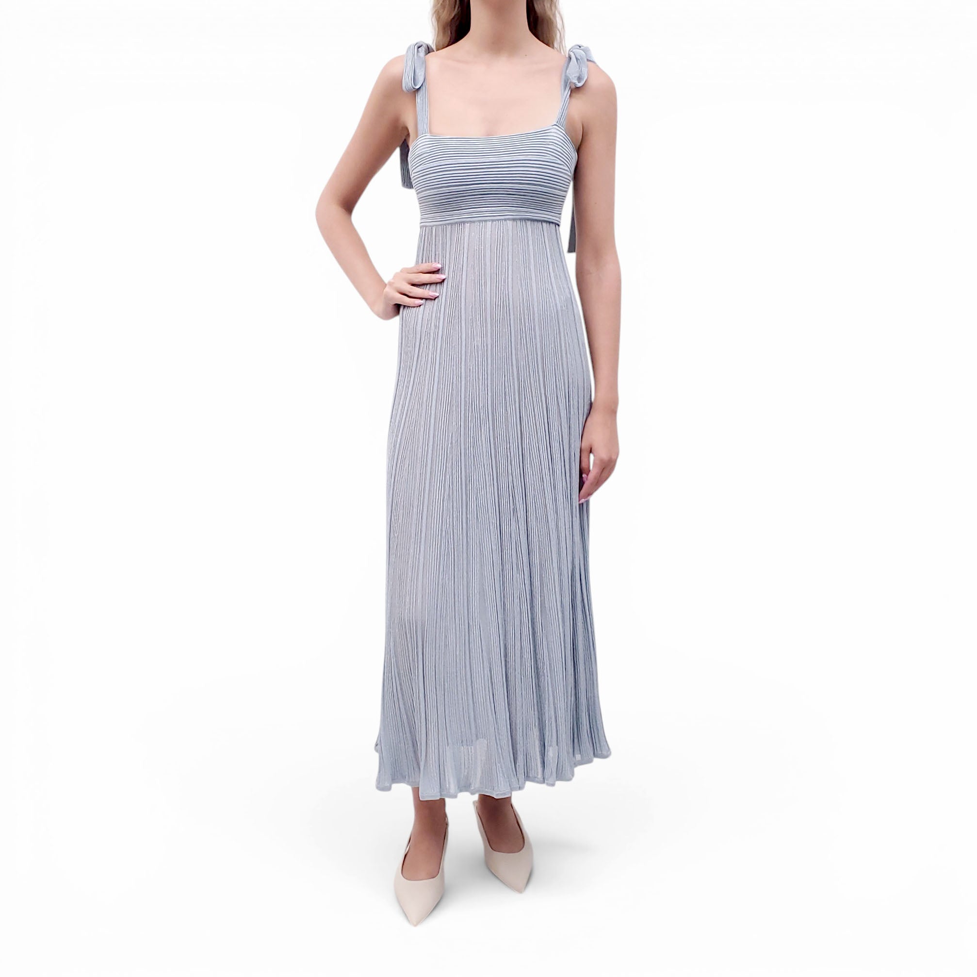 ZIMMERMANN BLUE SHIMMER KNIT DRESS - SIZE OP/XXS