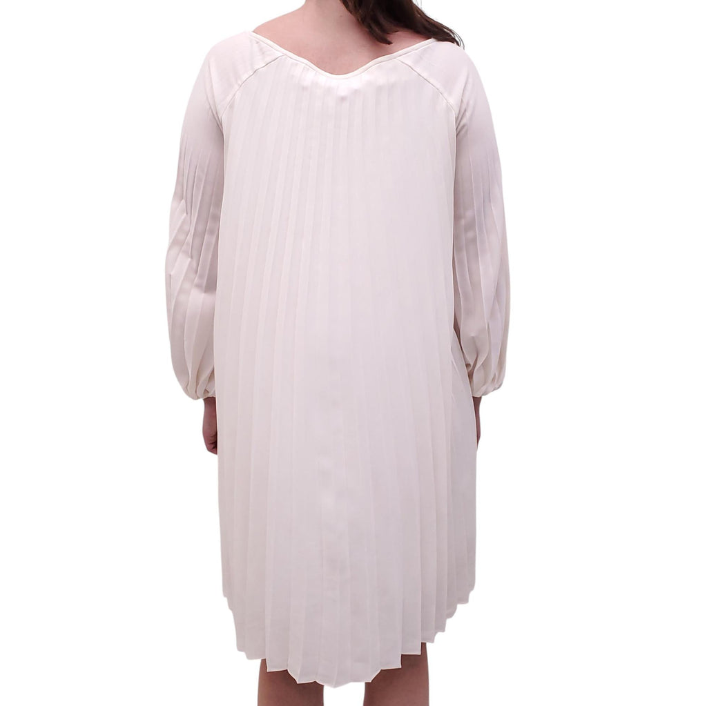 ZIMMERMANN CREAM PLEATED LONG SLEEVE DRESS - SIZE 0/XS