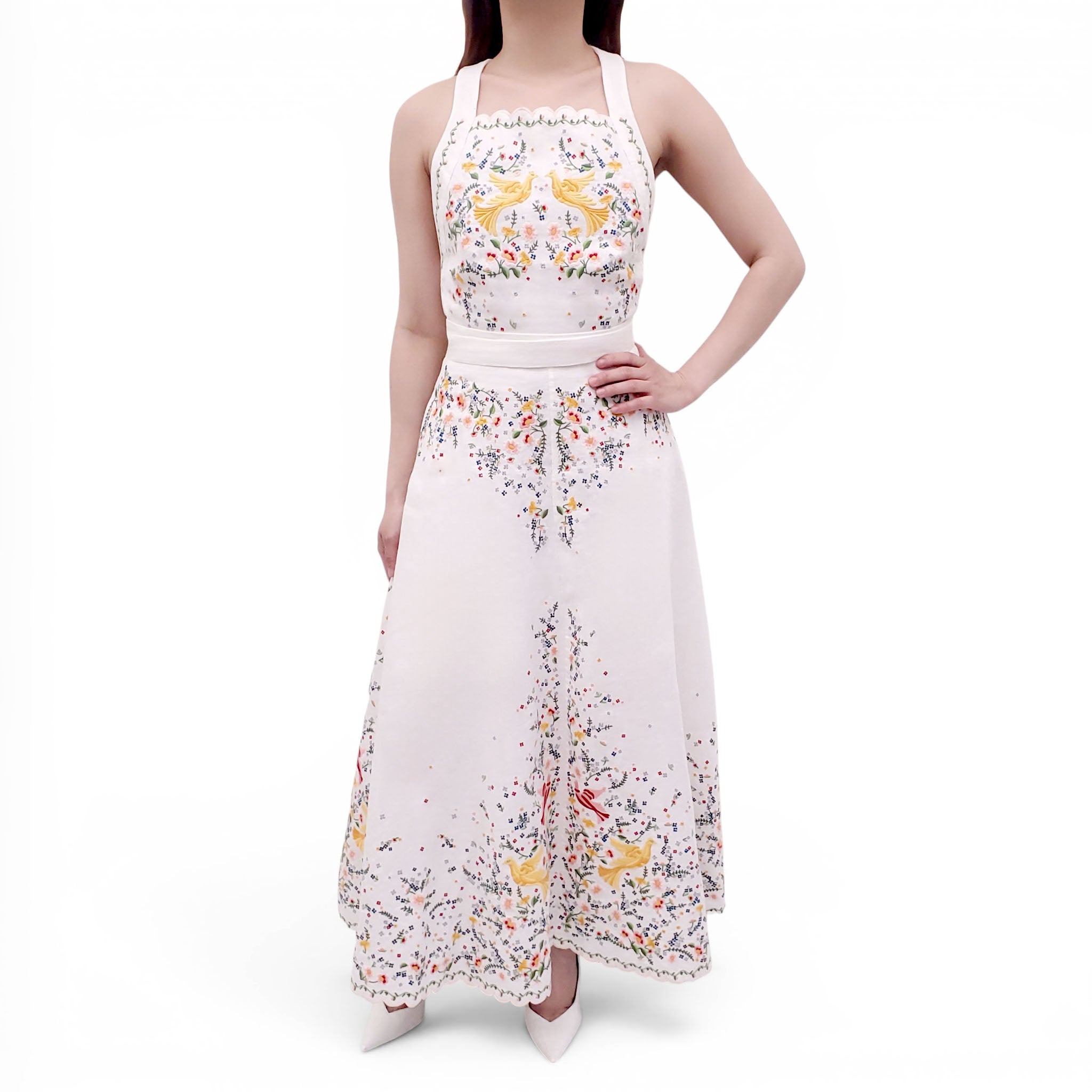 ZIMMERMANN IVORY 'CARNABY EMBROIDERED BIRD' DRESS - SIZE 1 (US 6)