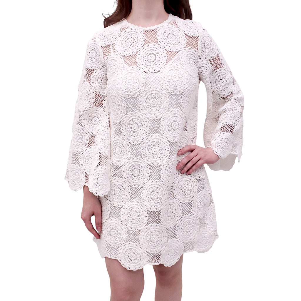 ZIMMERMANN IVORY EYELET 'JUNIE LACE TUNIC' DRESS - SIZE 2 (US 8)