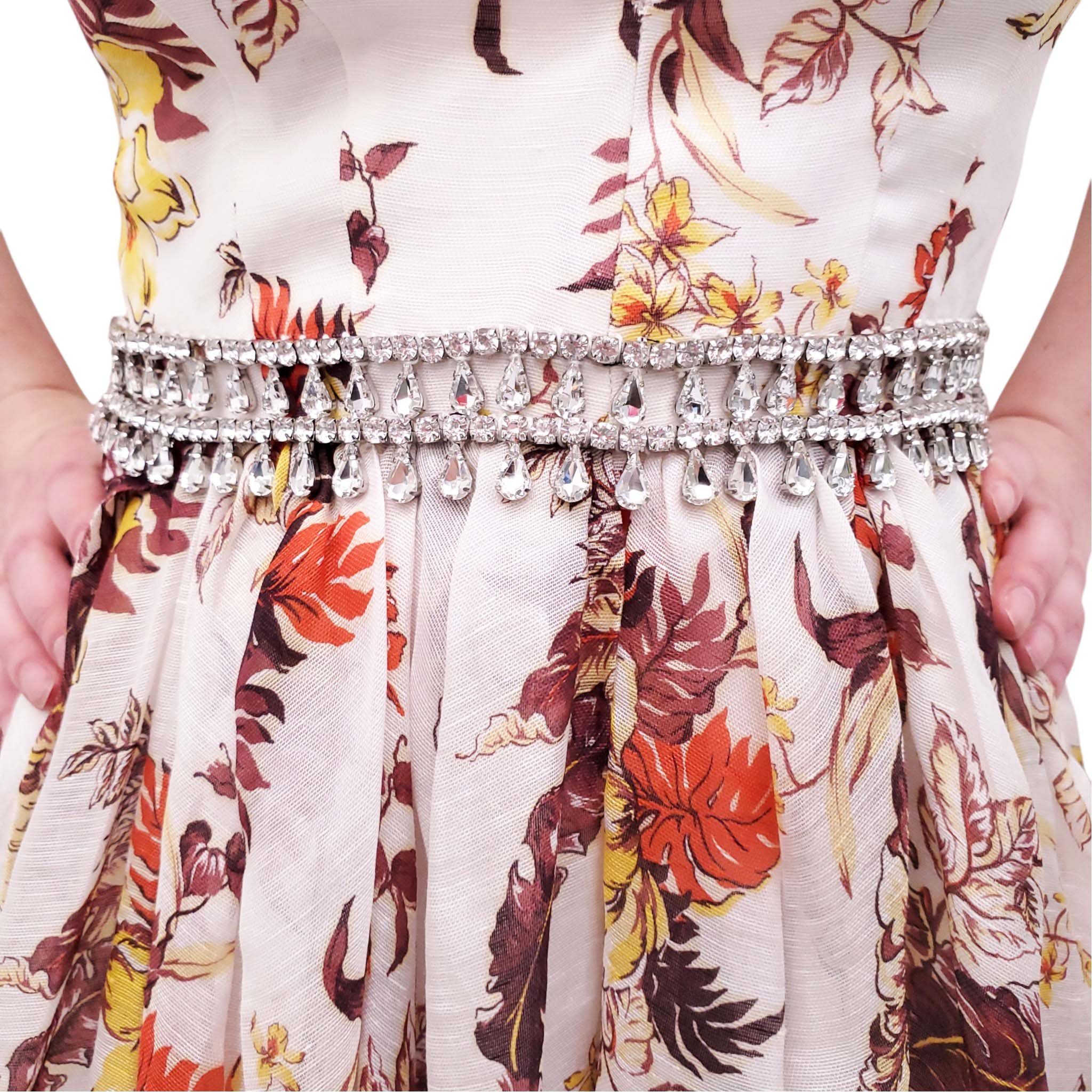 ZIMMERMANN IVORY TROPICAL FLORAL 'MATCHMAKER TULIP' DRESS - SIZE 1 (US 6)