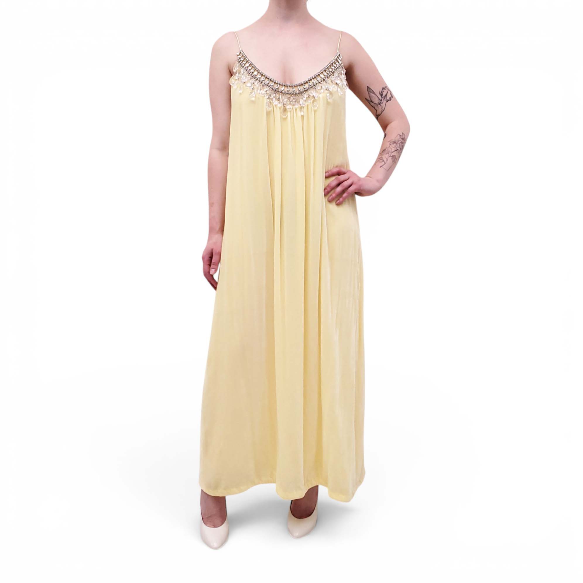 ZIMMERMANN LEMON YELLOW 'MATCHMAKER DIAMANTE SLIP' DRESS - SIZE 2 (US 8)