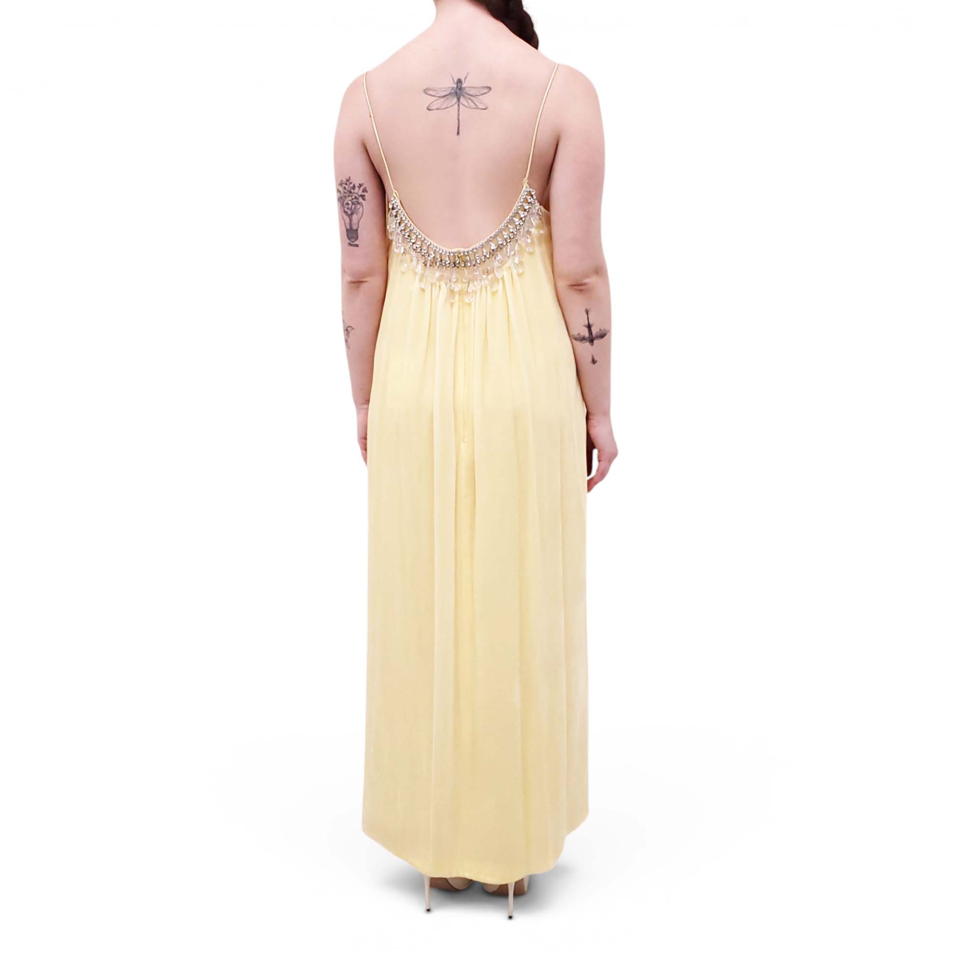 ZIMMERMANN LEMON YELLOW 'MATCHMAKER DIAMANTE SLIP' DRESS - SIZE 2 (US 8)