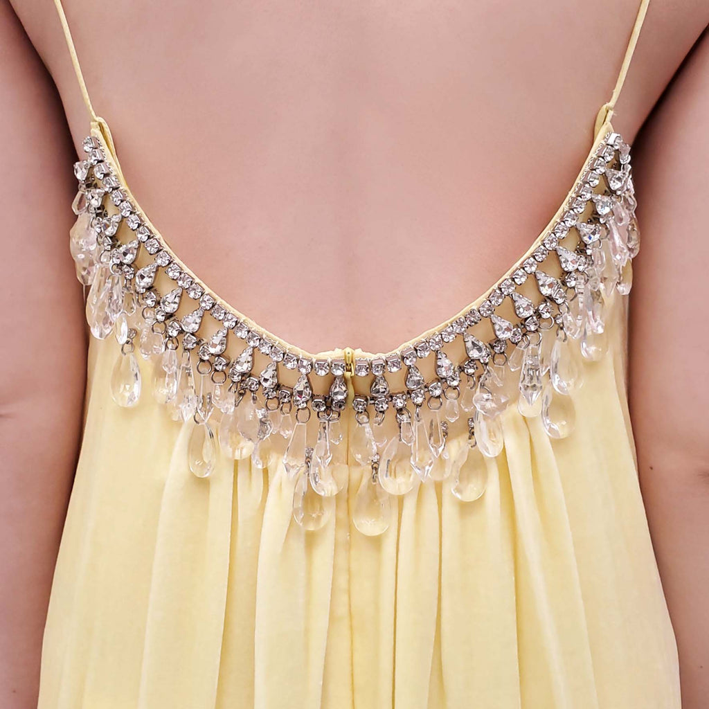 ZIMMERMANN LEMON YELLOW 'MATCHMAKER DIAMANTE SLIP' DRESS - SIZE 2 (US 8)