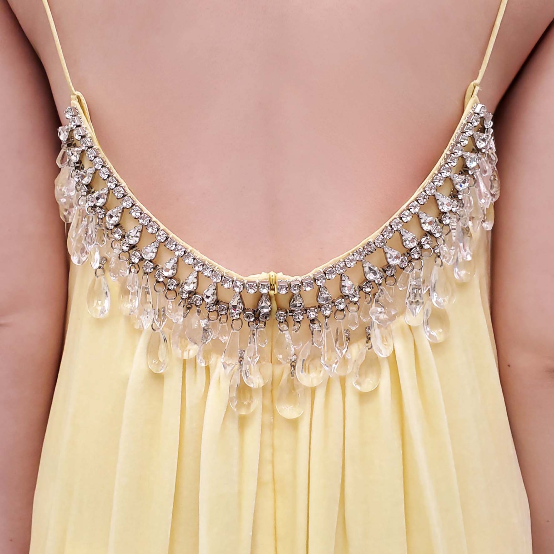 ZIMMERMANN LEMON YELLOW 'MATCHMAKER DIAMANTE SLIP' DRESS - SIZE 2 (US 8)