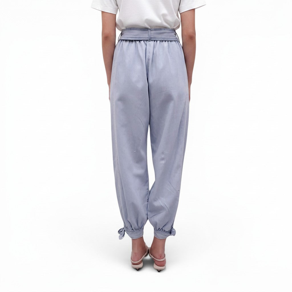 ZIMMERMANN LIGHT WASH DENIM PANTS WITH TIE BELT - SIZE 0 (US 4)