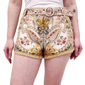 ZIMMERMANN MUSTARD BAROQUE FLORAL 'LAUREL' SHORTS - SIZE 3 (US 10)