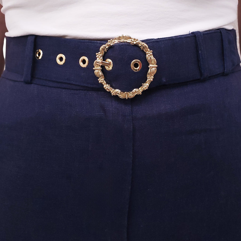 ZIMMERMANN NAVY FLORAL 'RHYTHMIC CROP FLARE' PANTS - SIZE 0 (US 4)