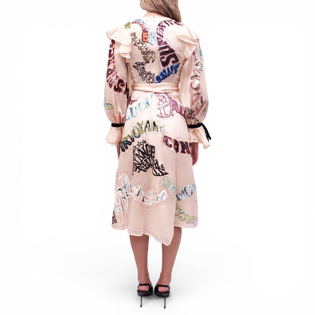 ZIMMERMANN NUDE 'LADYBEETLE SEQUIN MIDI' DRESS WITH TIE BELT - SIZE 0P (US 2)