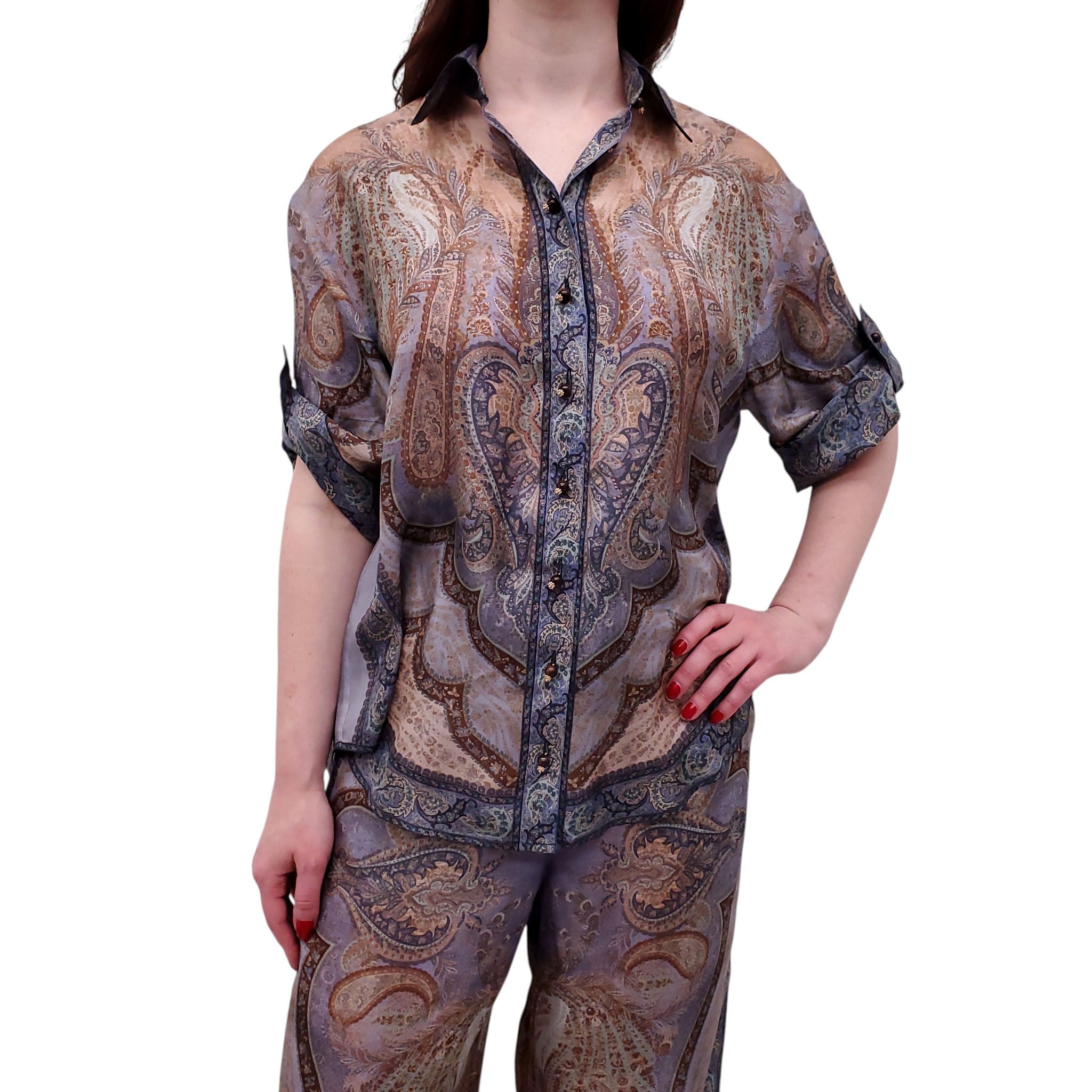 ZIMMERMANN PAISLEY PATTERNED SILK 2-PIECE SET - SIZE 0/1 (US 4/6)