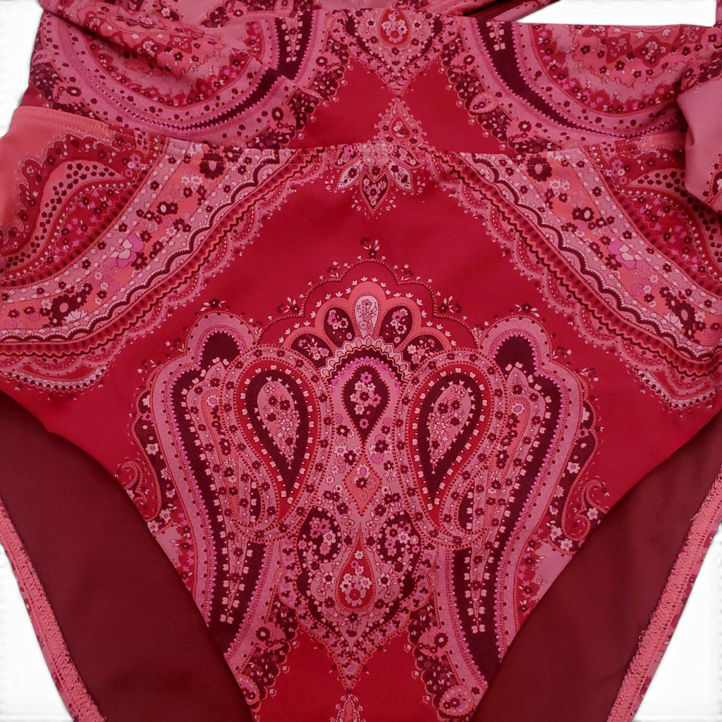 ZIMMERMANN PAISLEY 'SEPARATES' SCULPT TIE ONE-PIECE SWIMSUIT - SIZE 2 (US 8)