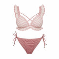 ZIMMERMANN PINK AND WHITE CLOVER CROCHET BINIKI - SIZE 2 (US 8)