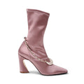 ZIMMERMANN PINK SATIN BOOTS WITH GOLD MOON DETAIL - SIZE 40
