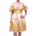 ZIMMERMANN WHITE AND YELLOW 'POSTCARD BOW BODICE' MINI DRESS - SIZE 2 (US 8)