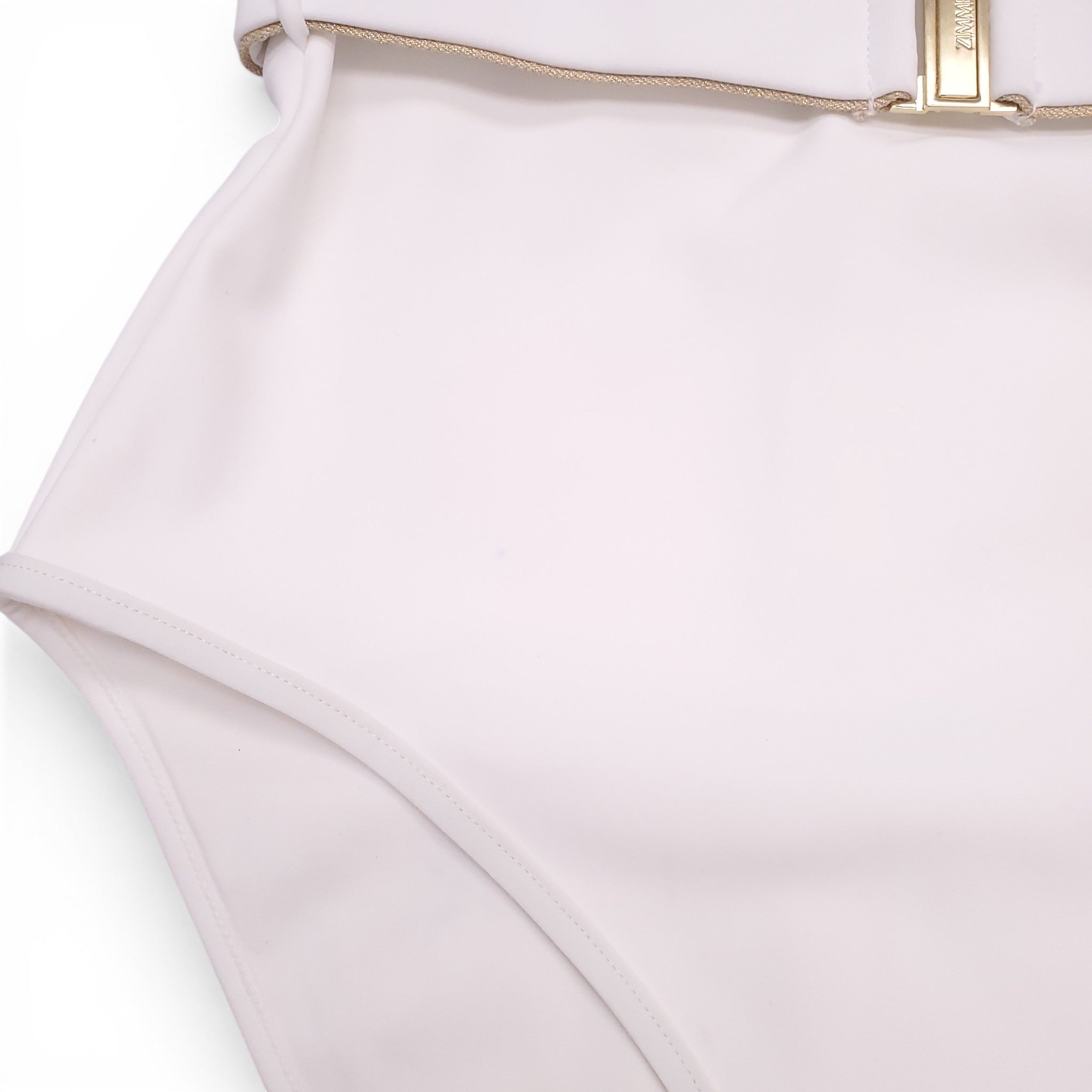 ZIMMERMANN WHITE 'JEANNIE' BELTED PLUNGE ONE-PIECE SWIMSUIT - SIZE 1 (US 6)