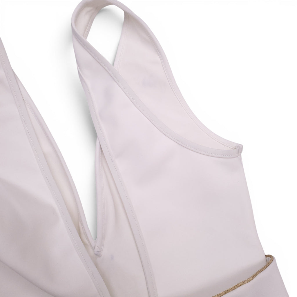 ZIMMERMANN WHITE 'JEANNIE' BELTED PLUNGE ONE-PIECE SWIMSUIT - SIZE 1 (US 6)