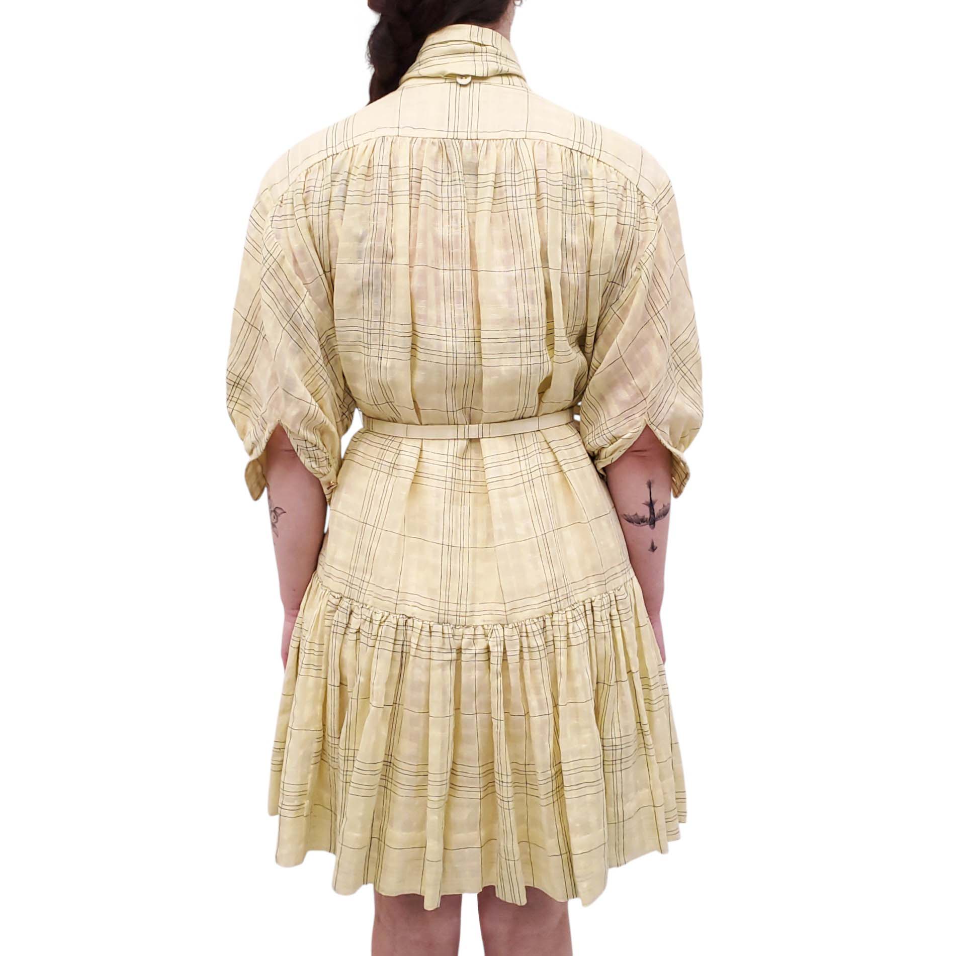 ZIMMERMANN YELLOW DROP WAIST MINI DRESS WITH BELT - SIZE 0 (US 4)