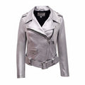 ACNE STUDIOS SILVER LEATHER BOMBER JACKET - SIZE 34