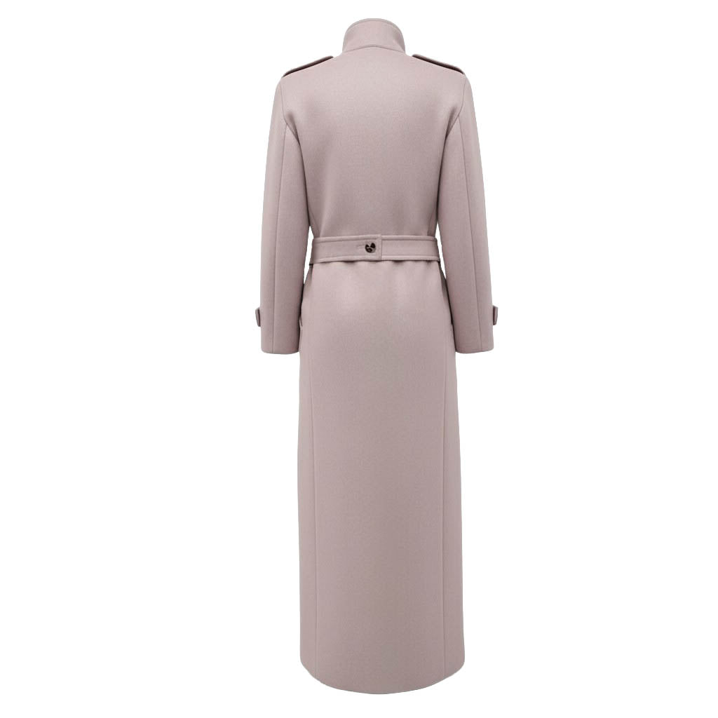 SAINT LAURENT LONG TAUPE PEACOAT - SIZE 36