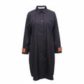 OFF-WHITE BLACK TRENCH COAT WITH ORANGE LOGO DETAIL - SIZE 40
