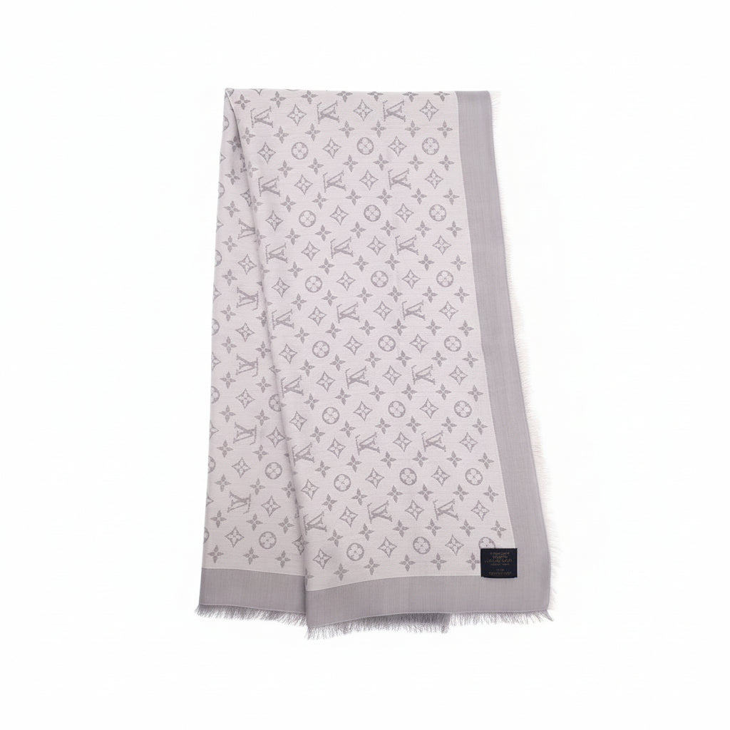 LOUIS VUITTON GREY MONOGRAM TWO-TONE SCARF