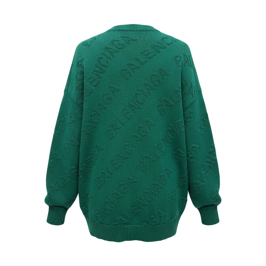 BALENCIAGA GREEN LOGO OVERSIZED SWEATER - SIZE M