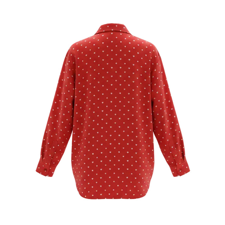 BALENCIAGA OVERSIZED RED HEART BLOUSE - SIZE 32