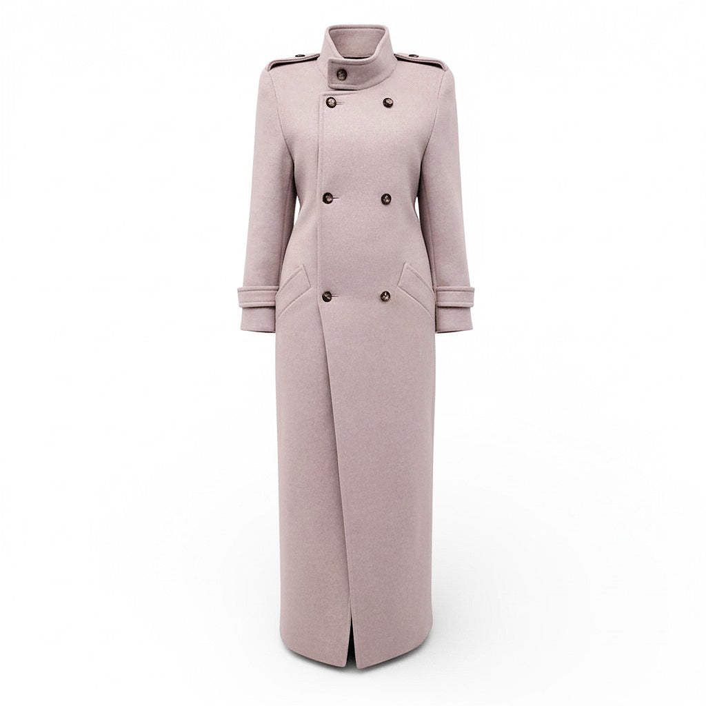 SAINT LAURENT LONG TAUPE PEACOAT - SIZE 36