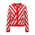 GUCCI RED AND CREAM KNIT CARDIGAN WITH GG LOGO BUTTONS - SIZE XS (OVERSIZED)
