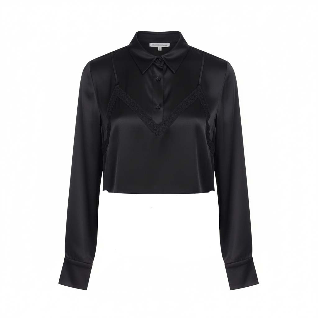 ALEXANDER WANG CROPPED LAYERED LACE TANK - SIZE XS