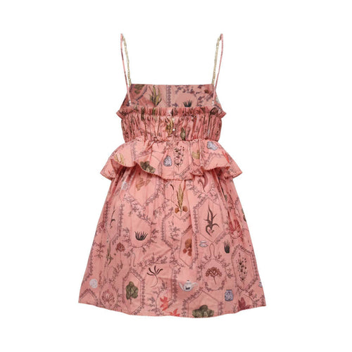 AGUA BY AGUA BENDITA CORAL PINK 'SALVADOR ENCAJE' DRESS WITH PEARL STRAPS - SIZE S