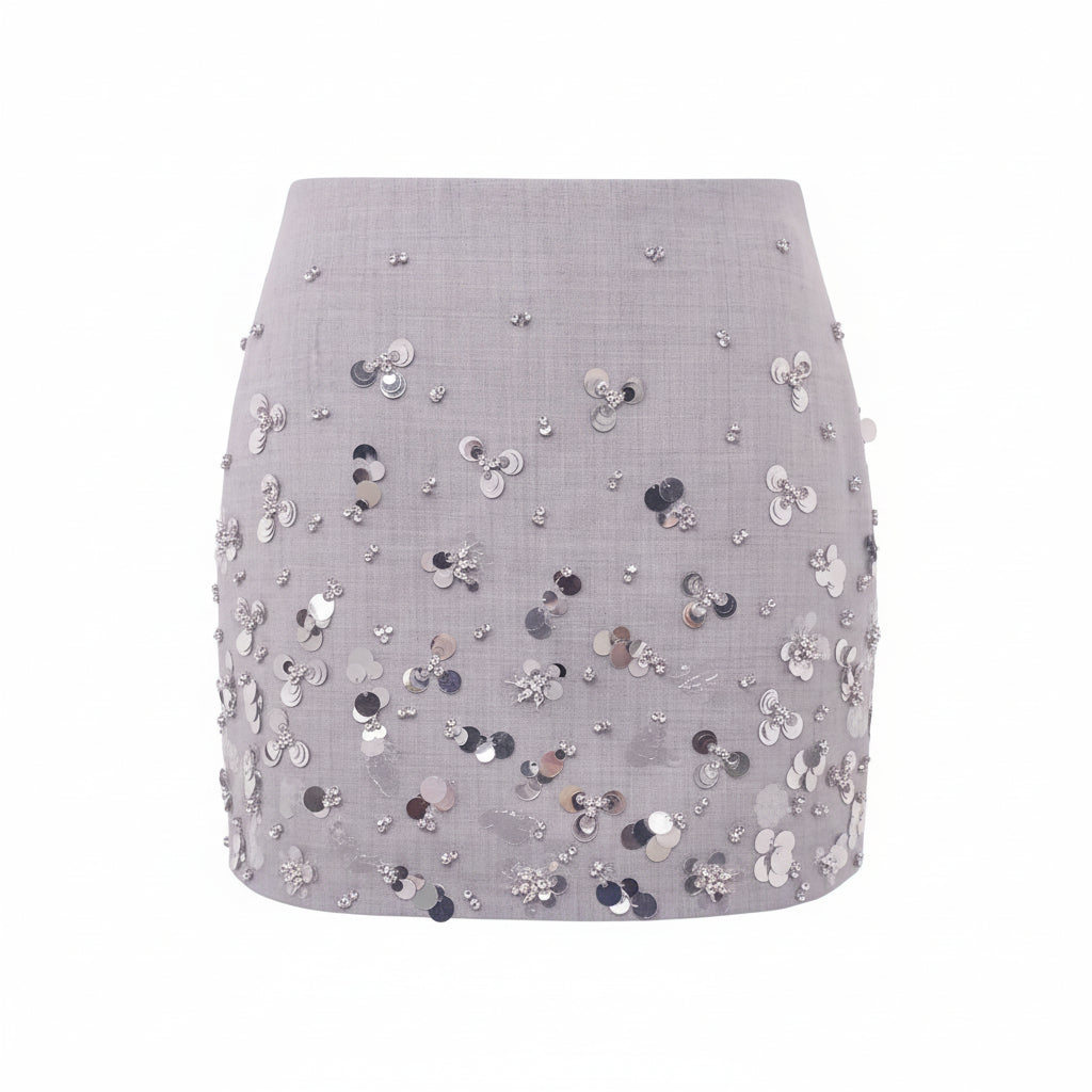 SIMKHAI LARISSA EMBELLISHED WOOL MINI SKIRT - SIZE 0