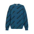 BALENCIAGA WARDROBE UNISEX TURQUOISE KNIT LOGO SWEATER - SIZE XS